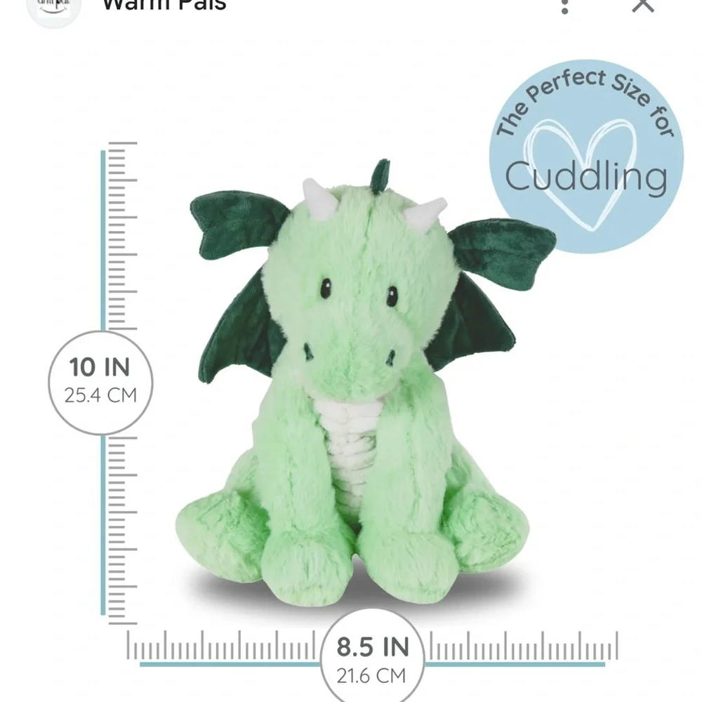 Warm Pals Daniel Dragon Plush Green  10” For Adults Comfort - Picture 14 of 14